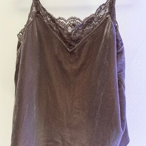 GAP Brown Velvet Lace-Trim Cami